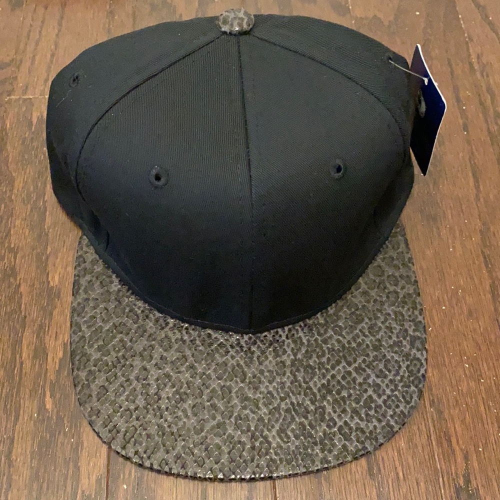 Black faux snake skin hat